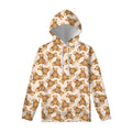 Watercolor Teddy Bear Pattern Print Pullover Hoodie