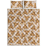 Watercolor Teddy Bear Pattern Print Quilt Bed Set