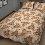 Watercolor Teddy Bear Pattern Print Quilt Bed Set