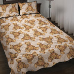 Watercolor Teddy Bear Pattern Print Quilt Bed Set