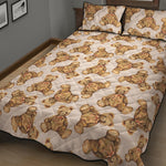 Watercolor Teddy Bear Pattern Print Quilt Bed Set