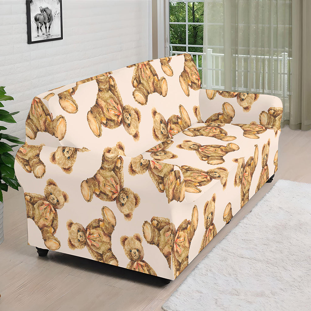 Watercolor Teddy Bear Pattern Print Sofa Cover