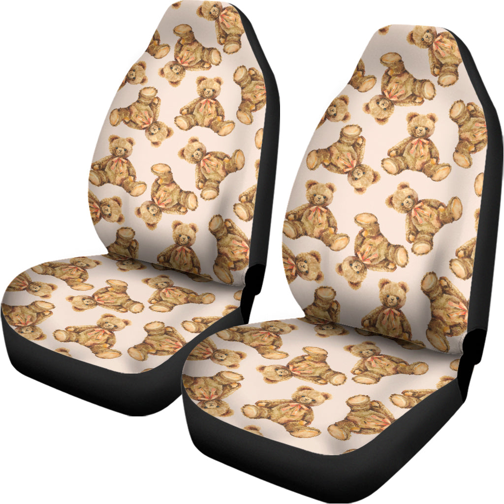 Watercolor Teddy Bear Pattern Print Universal Fit Car Seat Covers