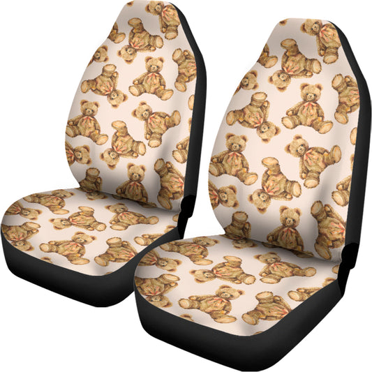 Watercolor Teddy Bear Pattern Print Universal Fit Car Seat Covers