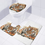 Watercolor Tiger Print 3 Piece Bath Mat Set