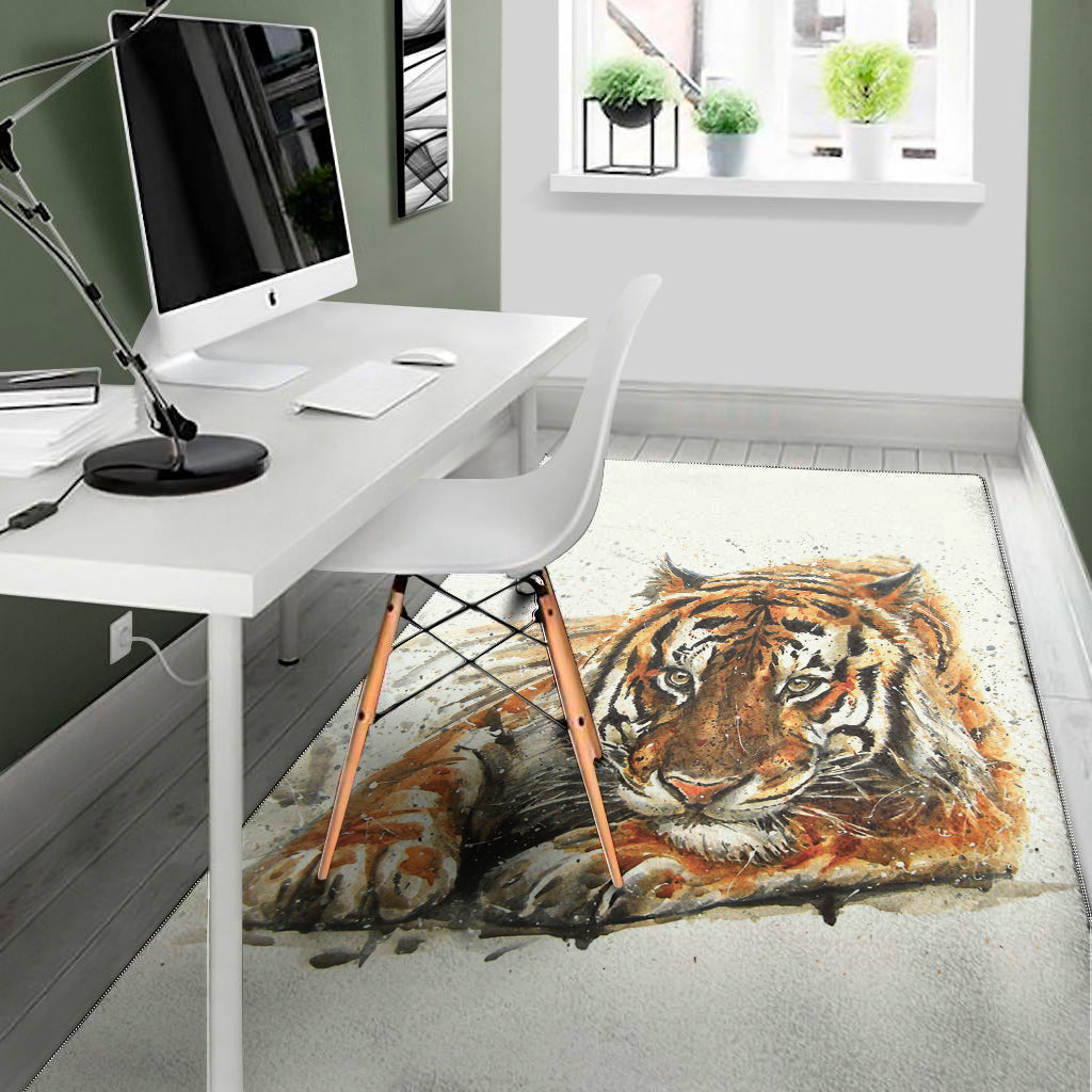Watercolor Tiger Print Area Rug