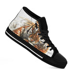 Watercolor Tiger Print Black High Top Shoes