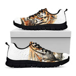 Watercolor Tiger Print Black Sneakers