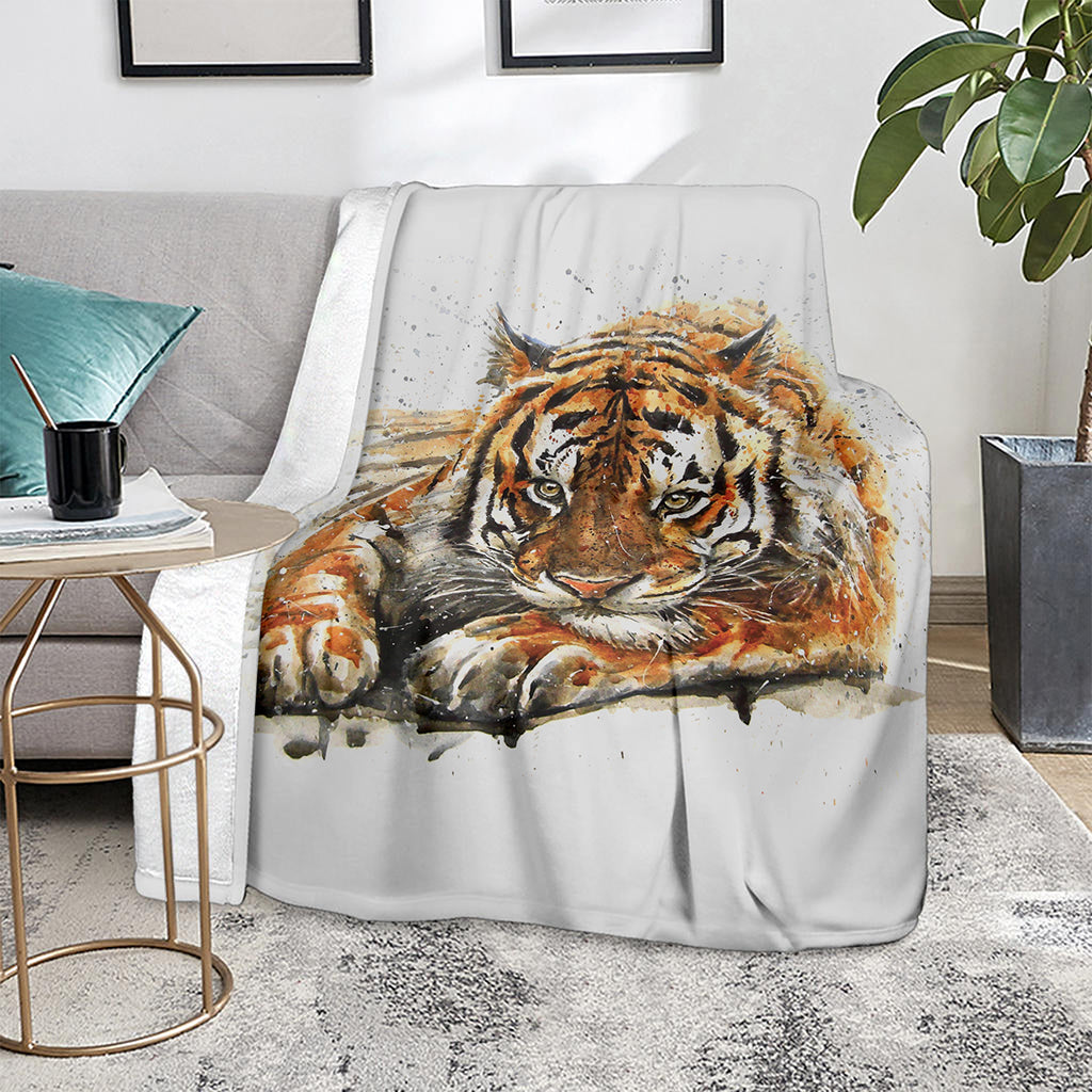 Watercolor Tiger Print Blanket