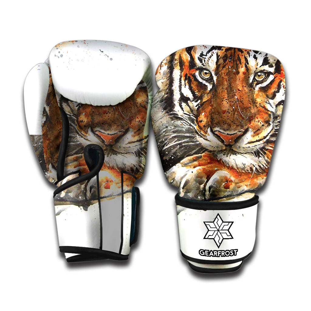 Watercolor Tiger Print Boxing Gloves