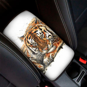 Watercolor Tiger Print Car Center Console Cover