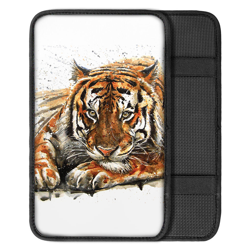 Watercolor Tiger Print Car Center Console Cover