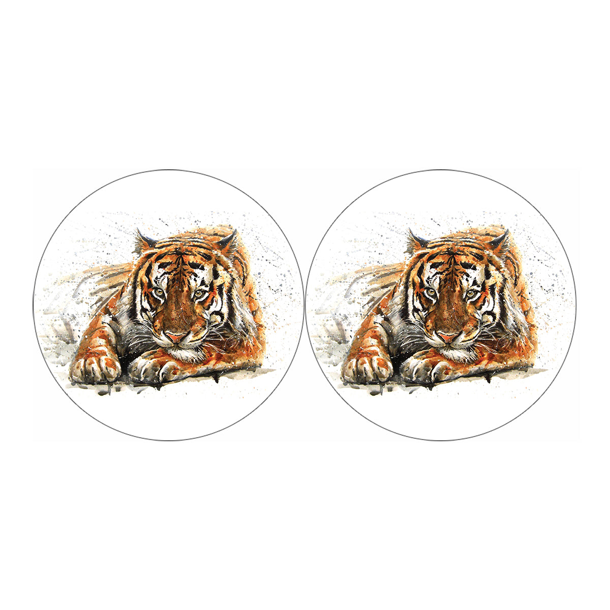 Watercolor Tiger Print Car Coasters
