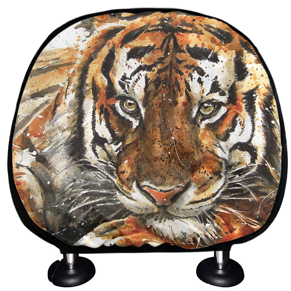 Watercolor Tiger Print Car Headrest Covers
