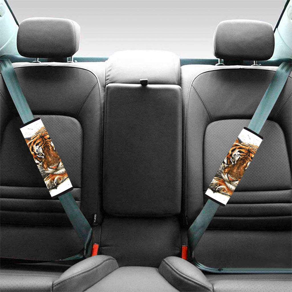 Watercolor Tiger Print Car Seat Belt Covers