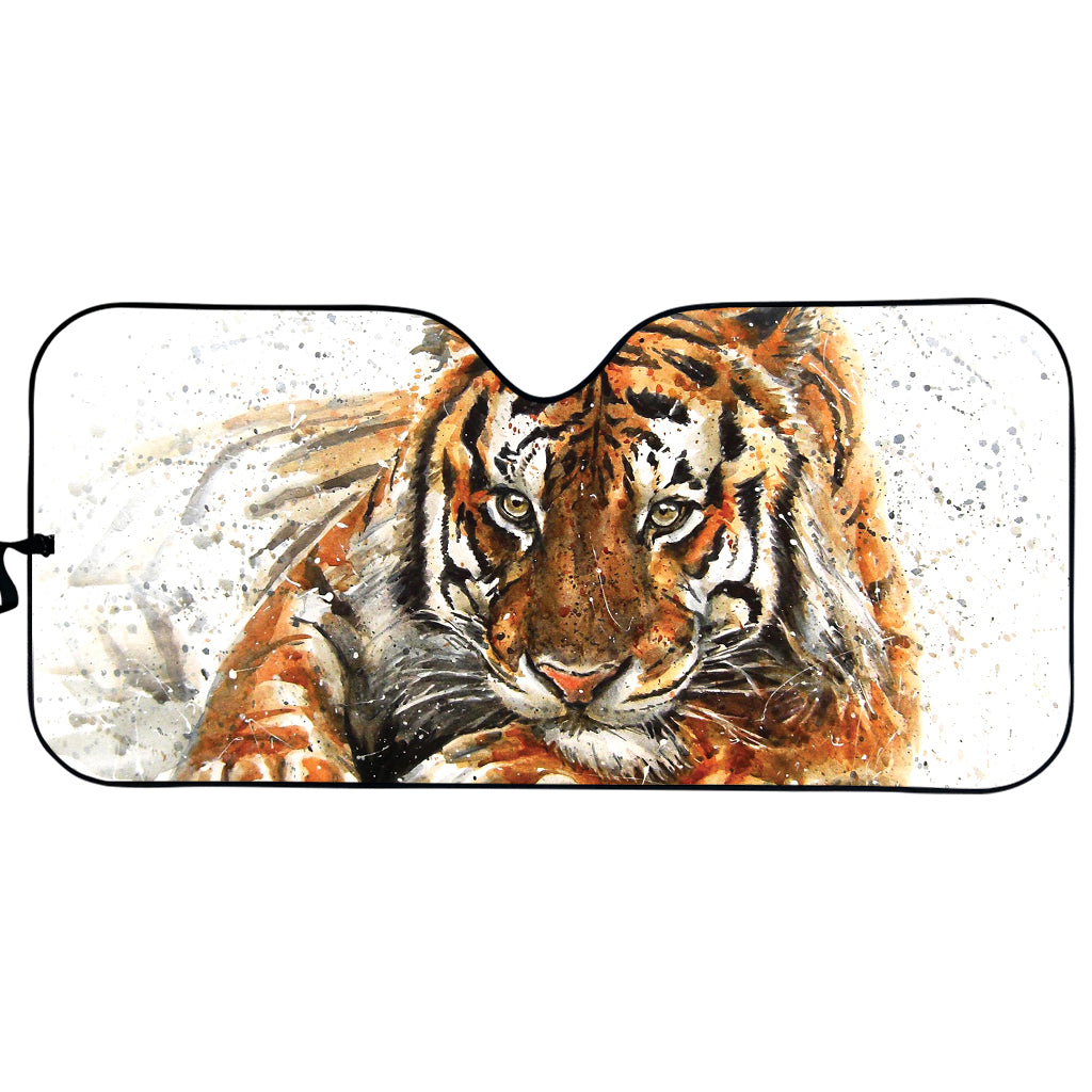 Watercolor Tiger Print Car Sun Shade