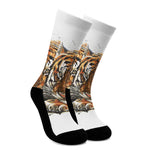 Watercolor Tiger Print Crew Socks