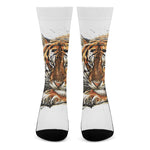 Watercolor Tiger Print Crew Socks