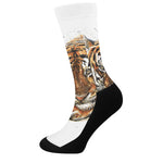 Watercolor Tiger Print Crew Socks