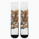 Watercolor Tiger Print Crew Socks