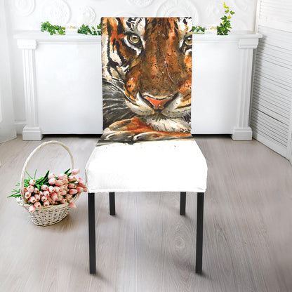 Watercolor Tiger Print Dining Chair Slipcover