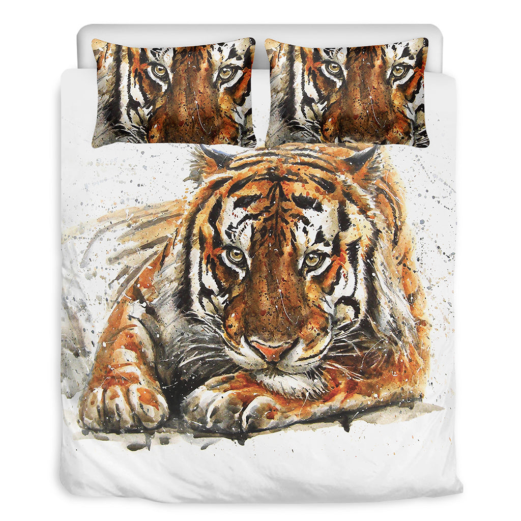 Watercolor Tiger Print Duvet Cover Bedding Set