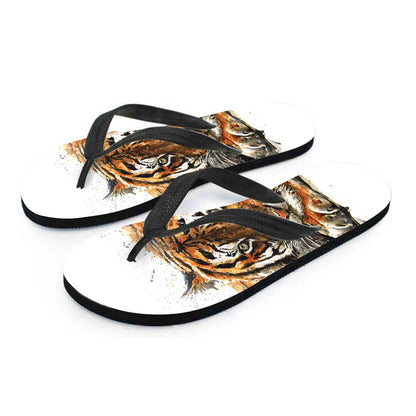 Watercolor Tiger Print Flip Flops