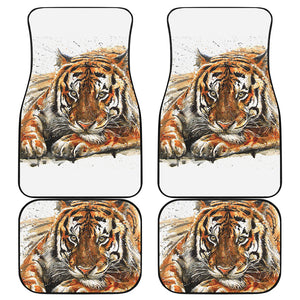 Watercolor Tiger Print Front and Back Car Floor Mats