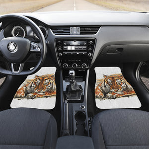 Watercolor Tiger Print Front and Back Car Floor Mats