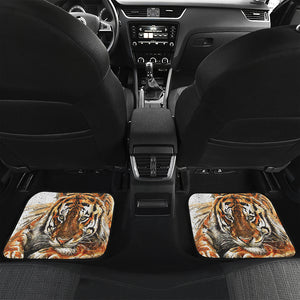 Watercolor Tiger Print Front and Back Car Floor Mats