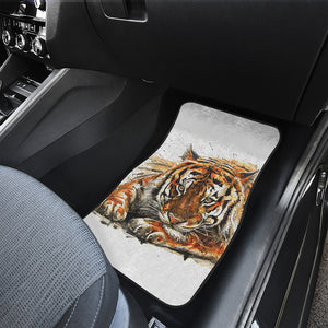 Watercolor Tiger Print Front and Back Car Floor Mats