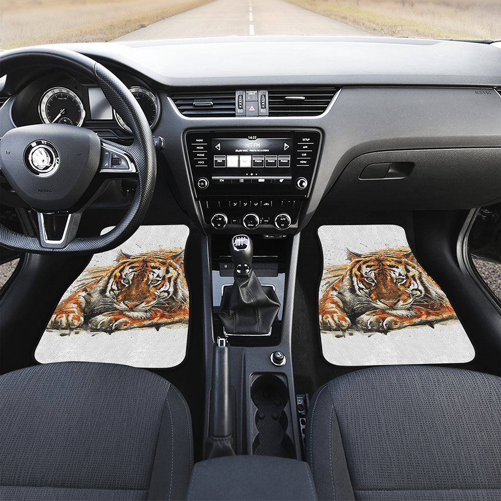 Watercolor Tiger Print Front Car Floor Mats