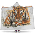 Watercolor Tiger Print Hooded Blanket