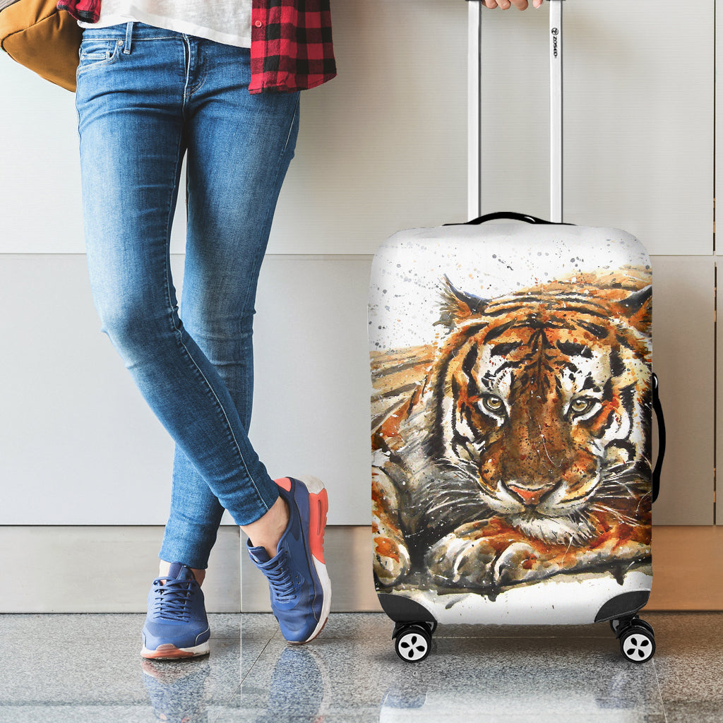 Watercolor Tiger Print Luggage Cover