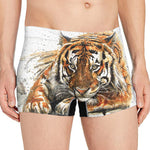 Watercolor Tiger Print Men's Boxer Briefs