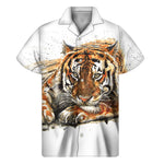 Watercolor Tiger Print Men's Short Sleeve Shirt