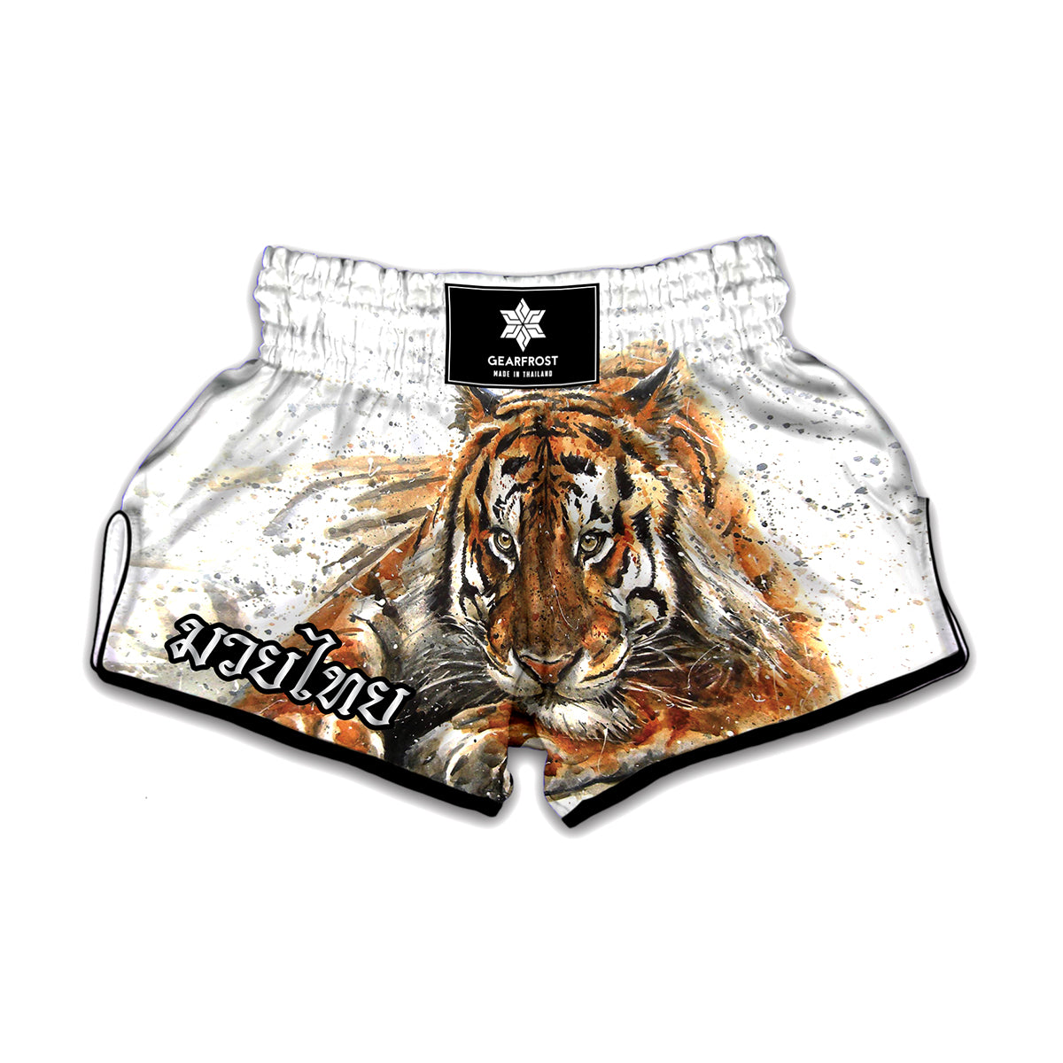 Watercolor Tiger Print Muay Thai Boxing Shorts