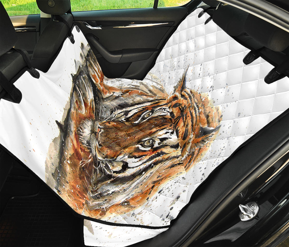 Watercolor Tiger Print Pet Car Back Seat Cover