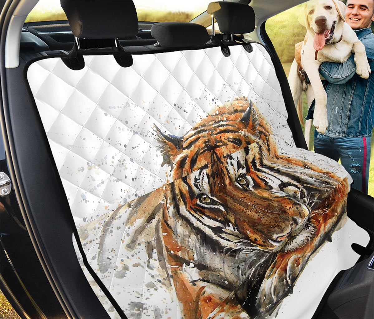 Watercolor Tiger Print Pet Car Back Seat Cover