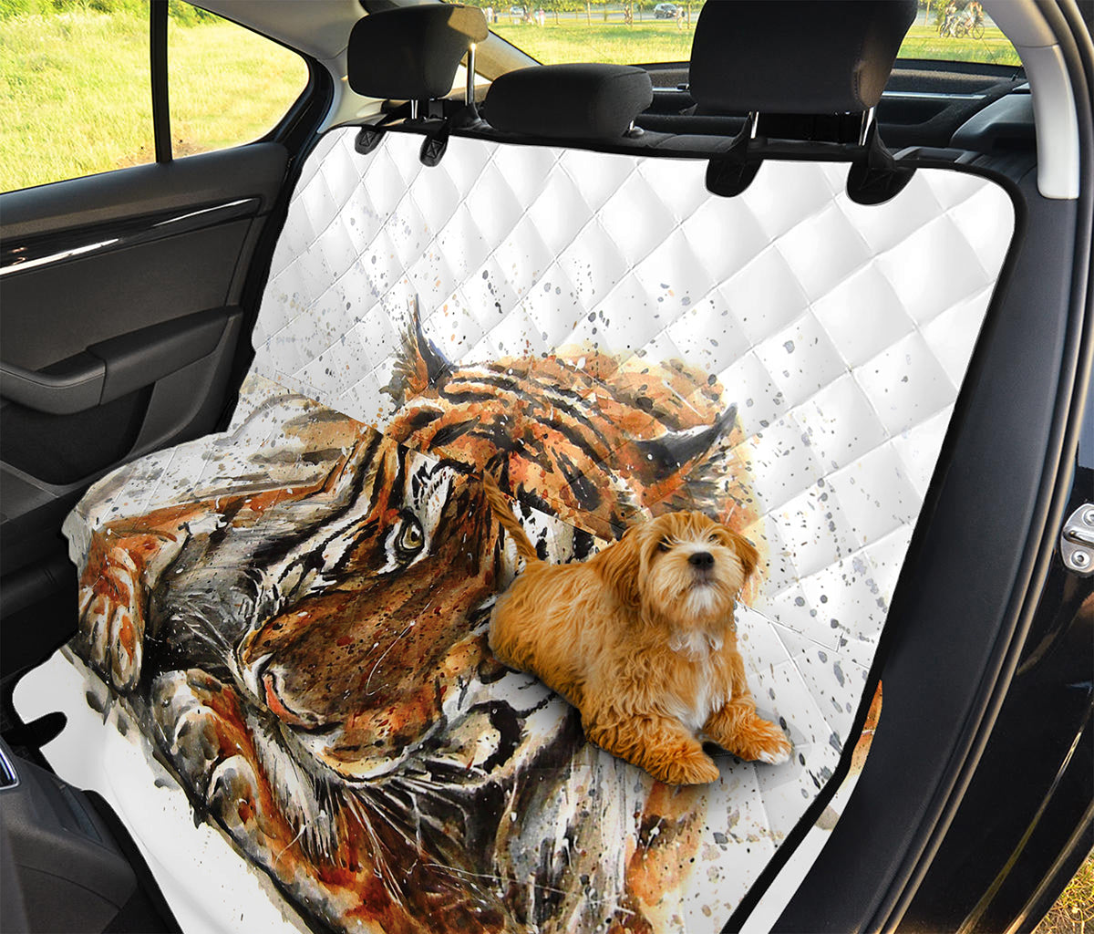 Watercolor Tiger Print Pet Car Back Seat Cover