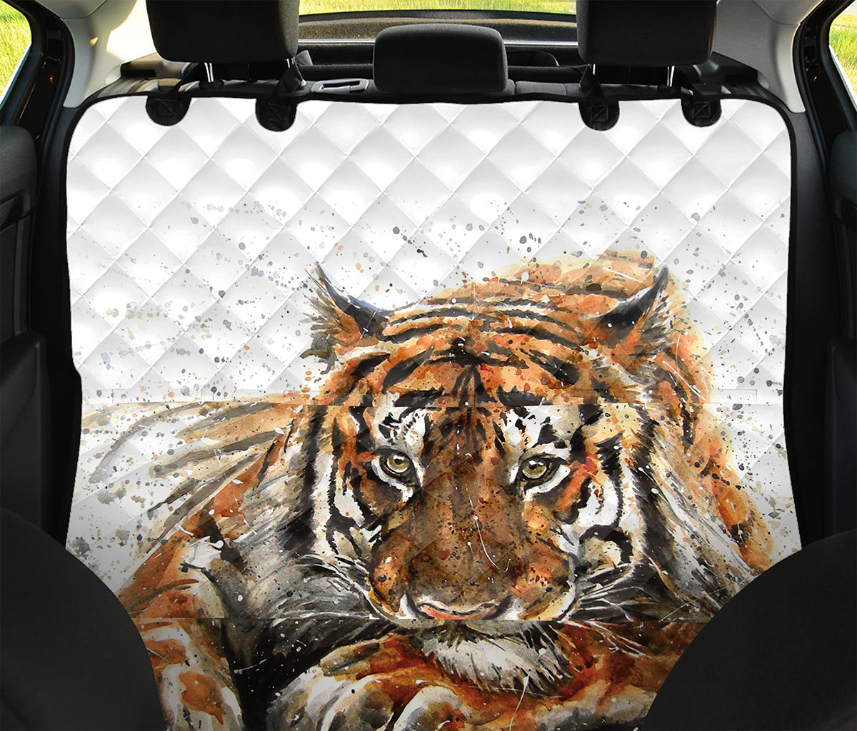Watercolor Tiger Print Pet Car Back Seat Cover