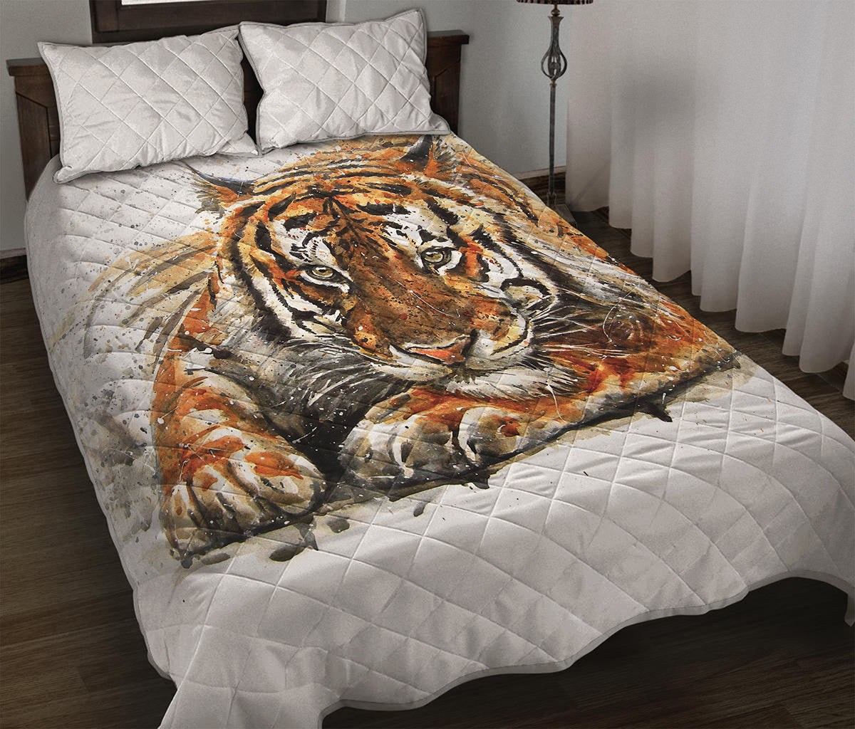 Watercolor Tiger Print Quilt Bed Set