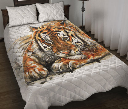 Watercolor Tiger Print Quilt Bed Set