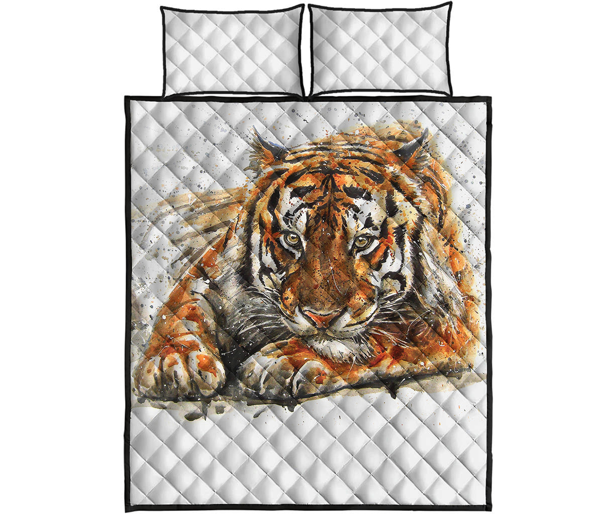 Watercolor Tiger Print Quilt Bed Set