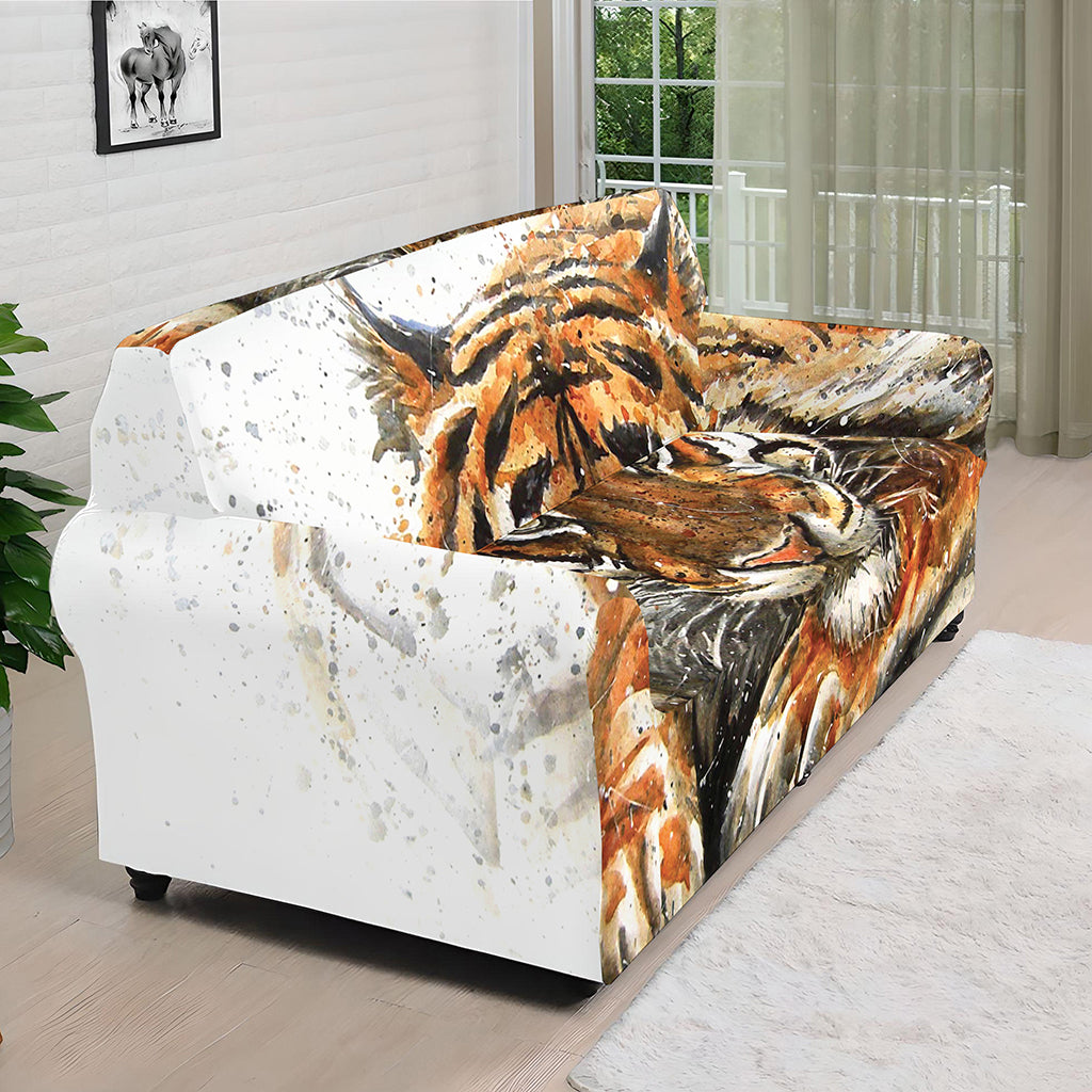 Watercolor Tiger Print Sofa Cover