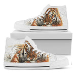 Watercolor Tiger Print White High Top Shoes