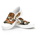 Watercolor Tiger Print White Slip On Sneakers