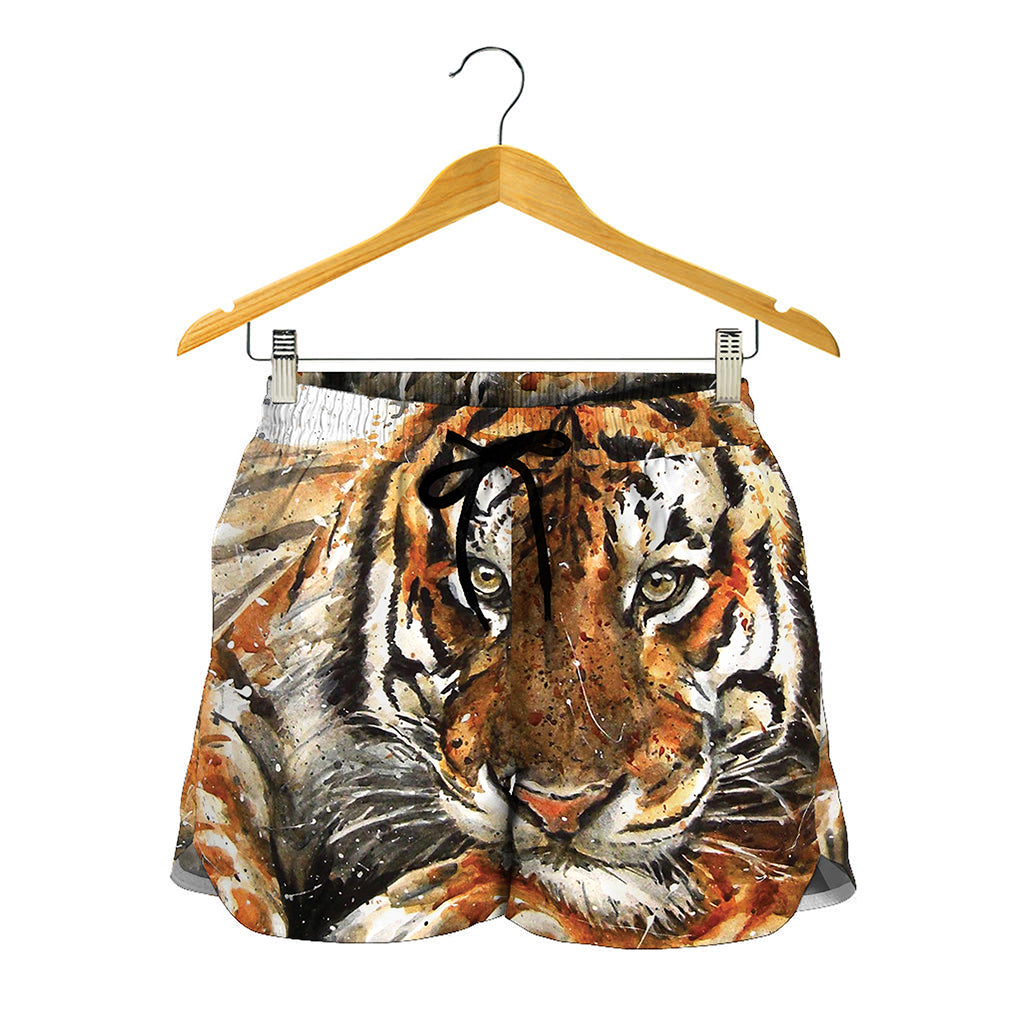 Watercolor Tiger Print Women's Shorts