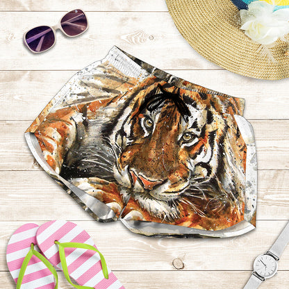 Watercolor Tiger Print Women's Shorts