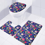 Watercolor Tropical Flower Pattern Print 3 Piece Bath Mat Set